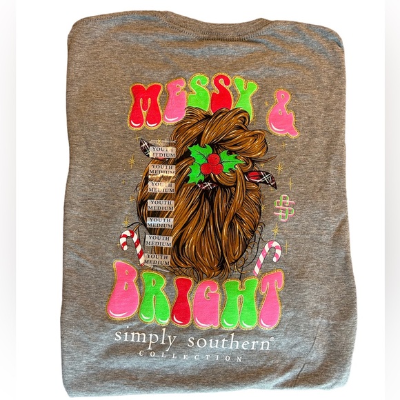 Simply Southern Other - Simply Southern Girls Messy & Bright Long Sleeve T-Shirt - Size Youth Medium